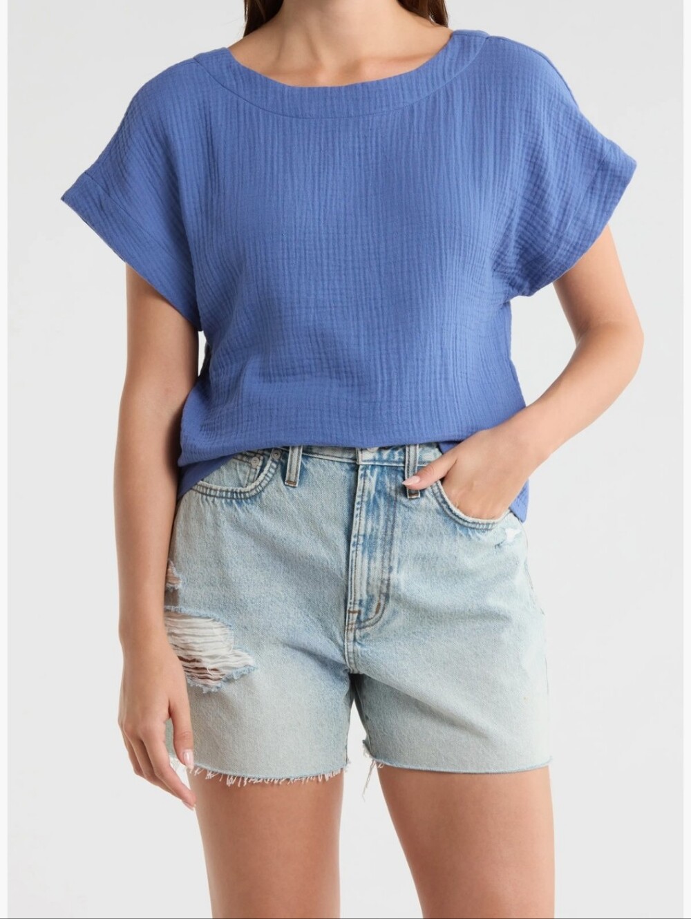 Madewell Cropped Cotton Gauze Top